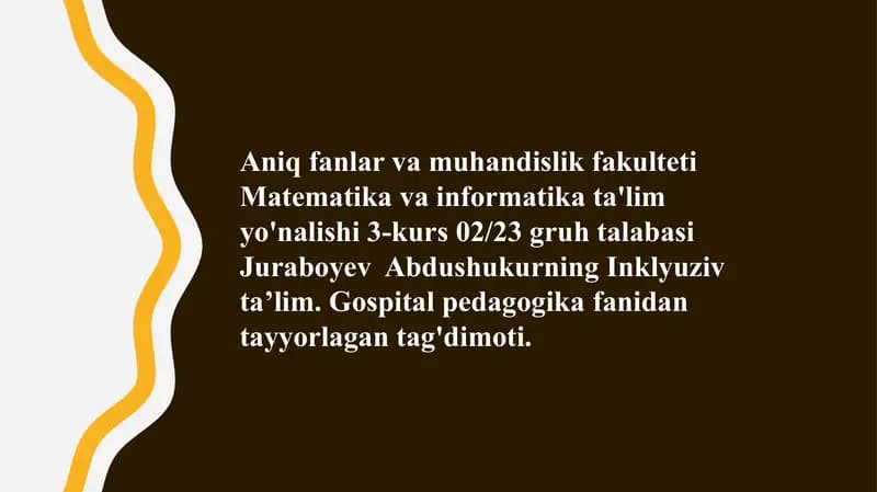 Alohida yordamga muhtoj shaxslarni inklyuziv ta’lim konsepsiyasining mohiyati va asosiy qoidalar