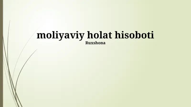 Moliyaviy holat hisoboti