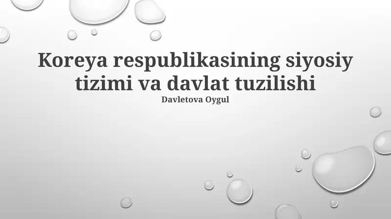 Koreya respublikasining siyosiy tizimi va davlat tuzilishi