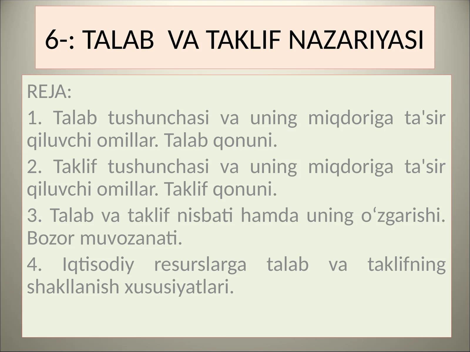 TALAB VA TAKLIF NAZARIYASI