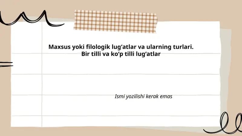 Maxsus Yoki Filologik Lug'atlar