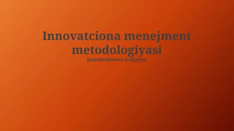 Innovatciona menejment metodologiyasi