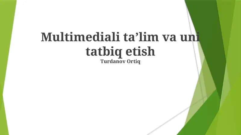 Multimedia taʼlim va uni tatbiq etish