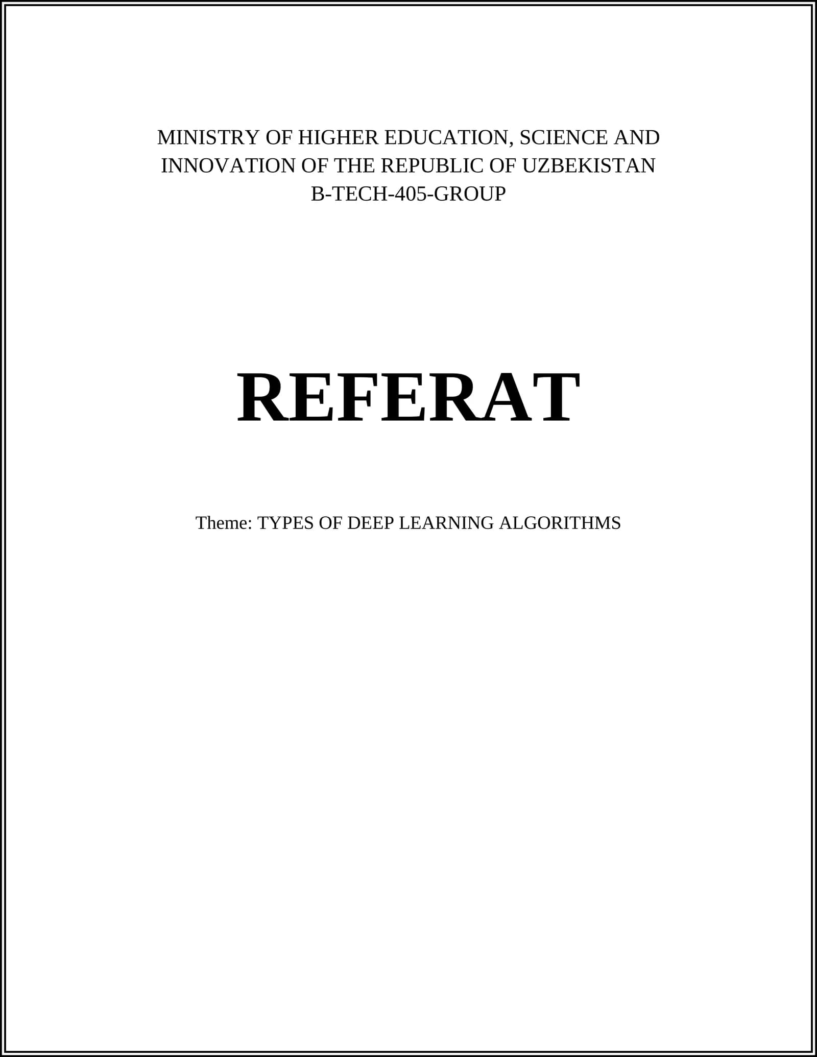 TYPES OF DEEP LEARNING ALGORITHMS