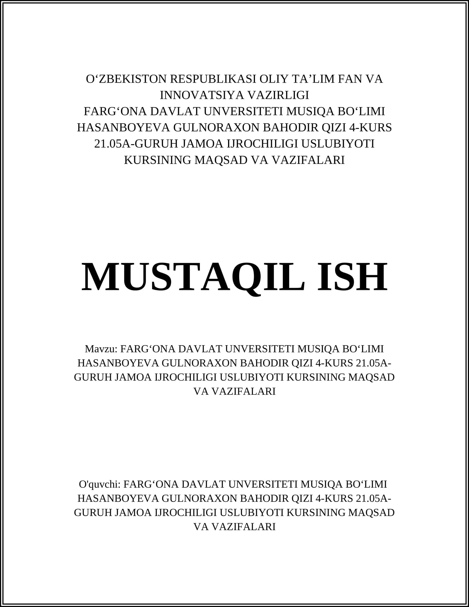 Jamoa Ijrochiligi Uslubioti Asoslari