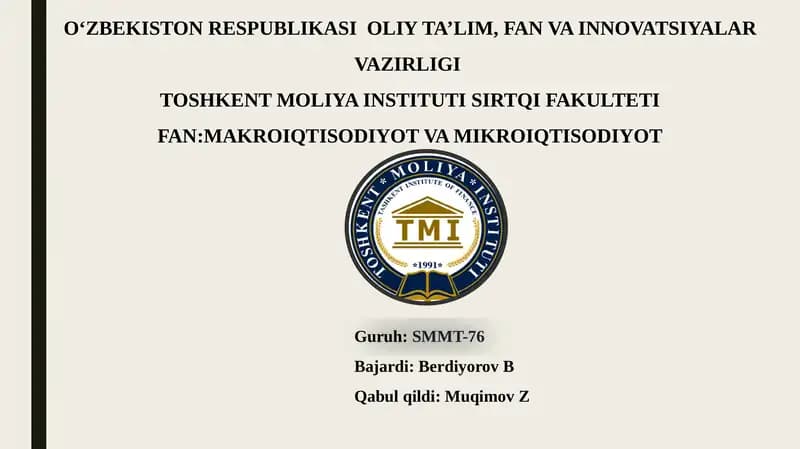 Makro-iqtisodiyot va Mikro-iqtisodiyot