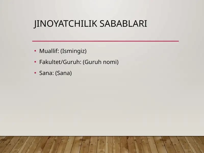 Jinoyatchilik sabablari