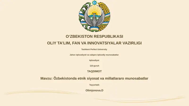 Õzbekistonda etnik siyosat va millatlararo munosabatlar
