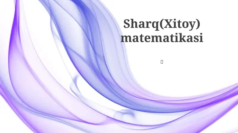 Sharq(Xitoy) matematikasi