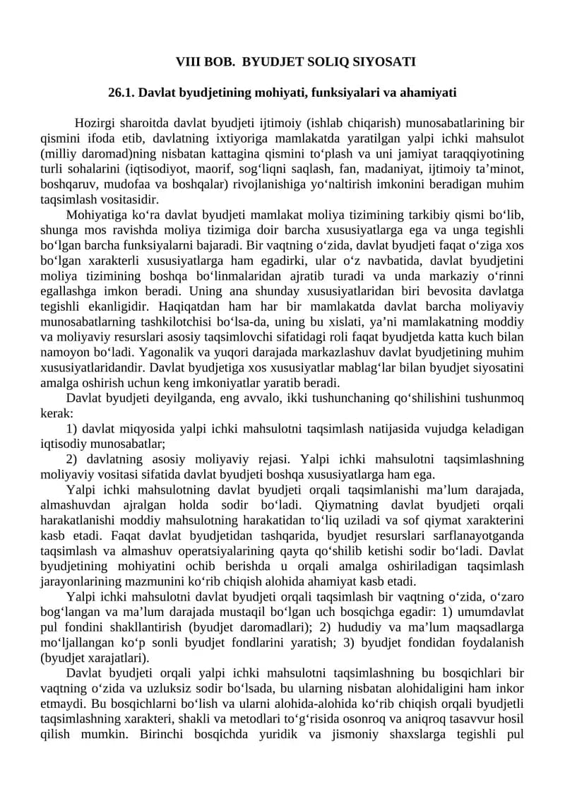 BOB. BYUDJET SOLIQ SIYOSATI