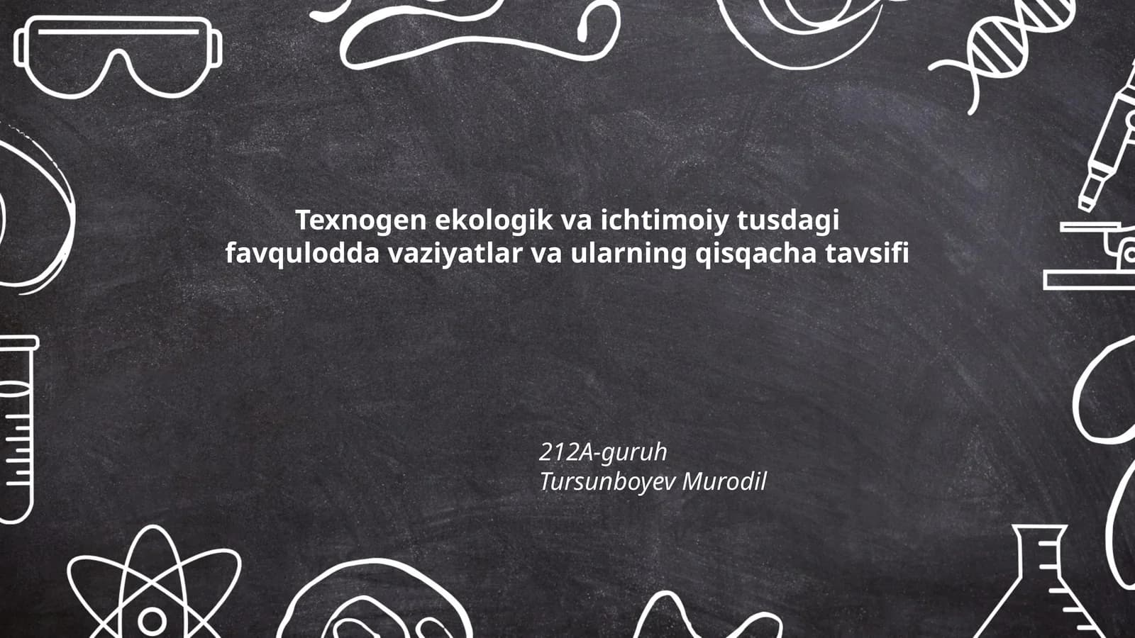 Texnogen ekologik va ichtimoiy tusdagi favqulodda vaziyatlar va ularning qisqacha tavsifi