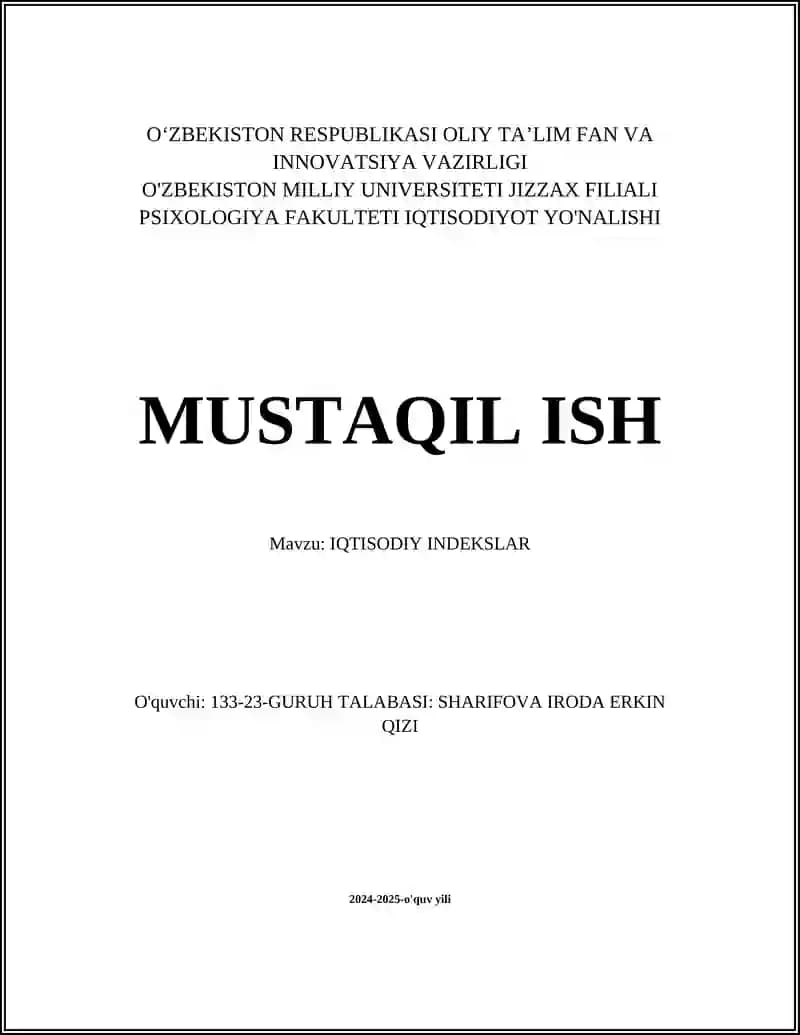 IQTISODIY INDEKSLAR