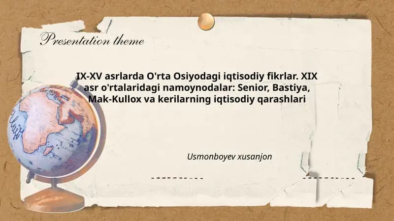 IX-XV asrlarda O'rta Osiyodagi iqtisodiy fikrlar