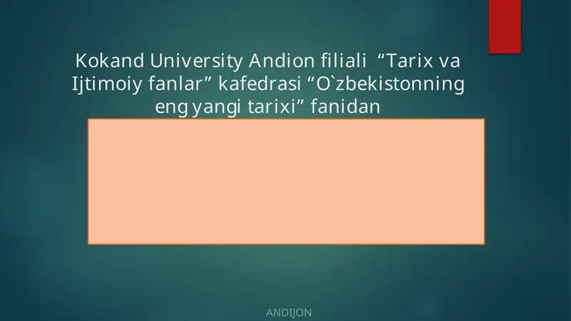 O`zbekistonning eng yangi tarixi fanidan taqdimot