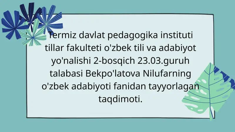 Ahmad Yassaviy va Ahmad Yugnakiyning hayoti va ijodi manbalari