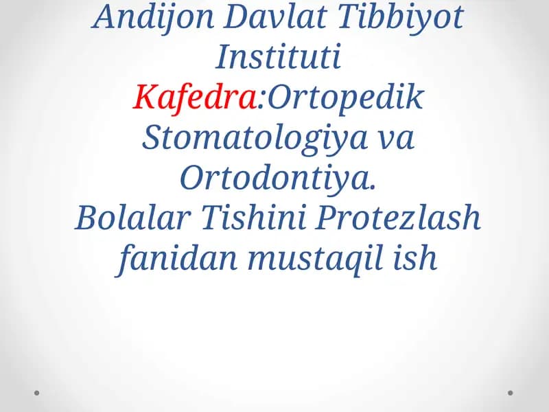 Doimiy prikus davrda chaynov apparatining morfologik va funksional xarakteristikasi.