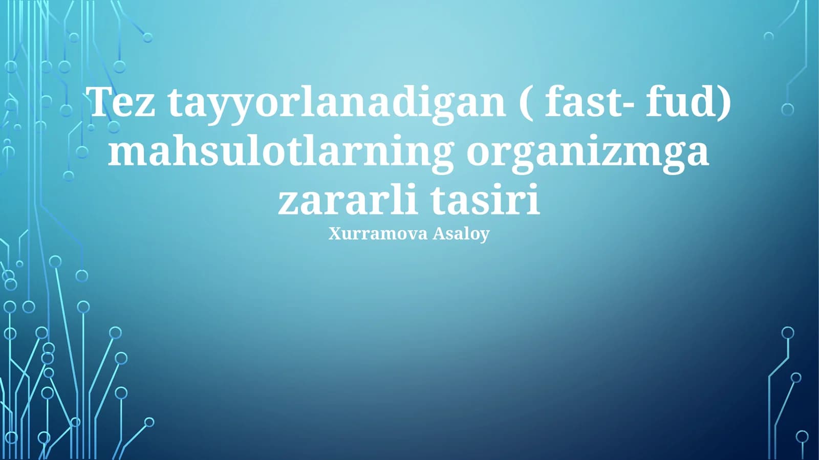 Tez tayyorlanadigan ( fast- fud) mahsulotlarning organizmga zararli tasiri