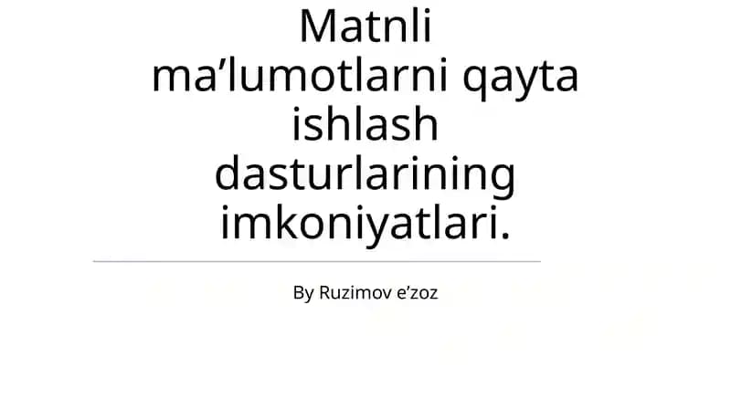 Ma'lumotlarni Qayta Ishlash Dasturlarining Imkoniyatlari