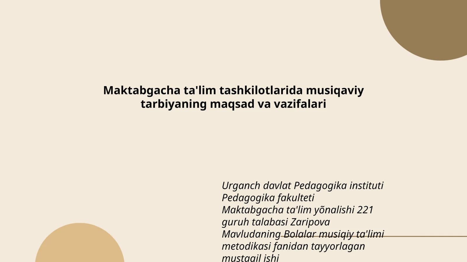 Bolalar musiqiy ta'limi metodikasi