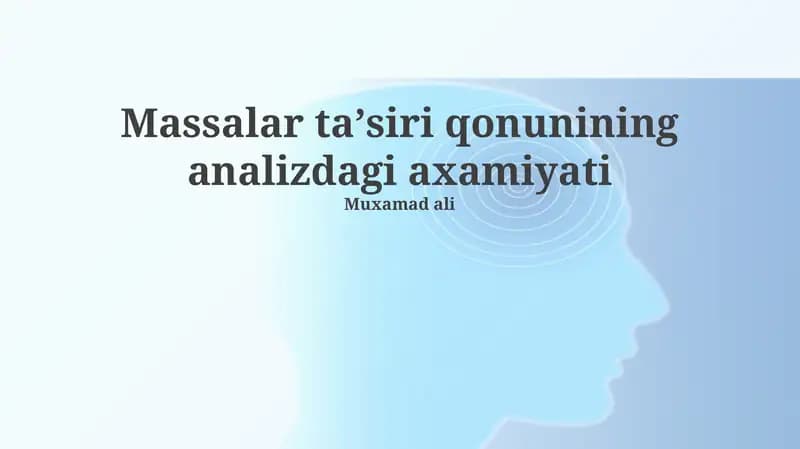 Ommaviy Ta'sir Qonunining Zamonaviy Kimyoviy Tahlillarga Ta'siri