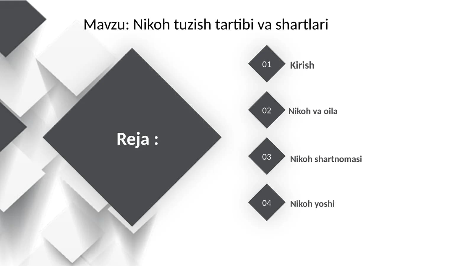 Nikoh tuzish tartibi va shartlari