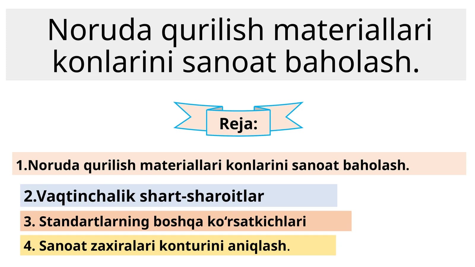 Noruda qurilish materiallari konlari ni sanoat baholash