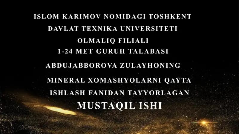 MINERALOGIYA VA GRANULOMETRIK TARKIB TAHLILI