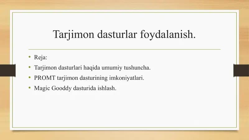 Tarjimon dasturlar foydalanish.