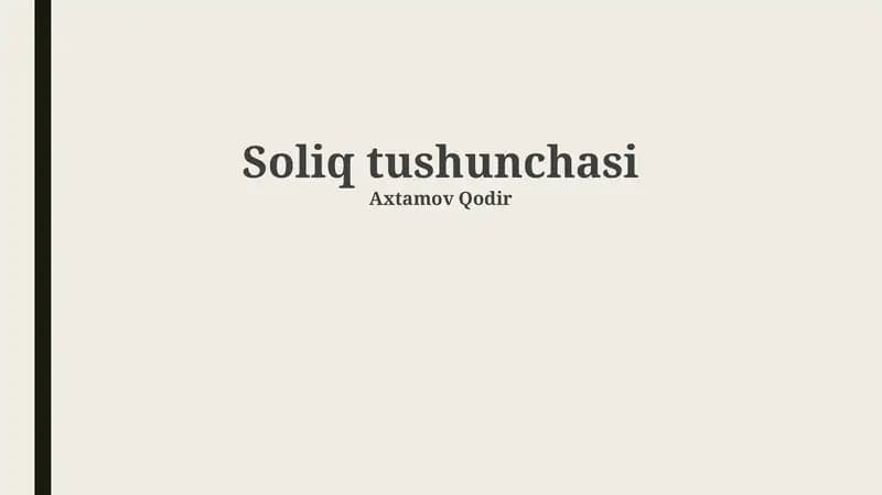 Soliq tushunchasi