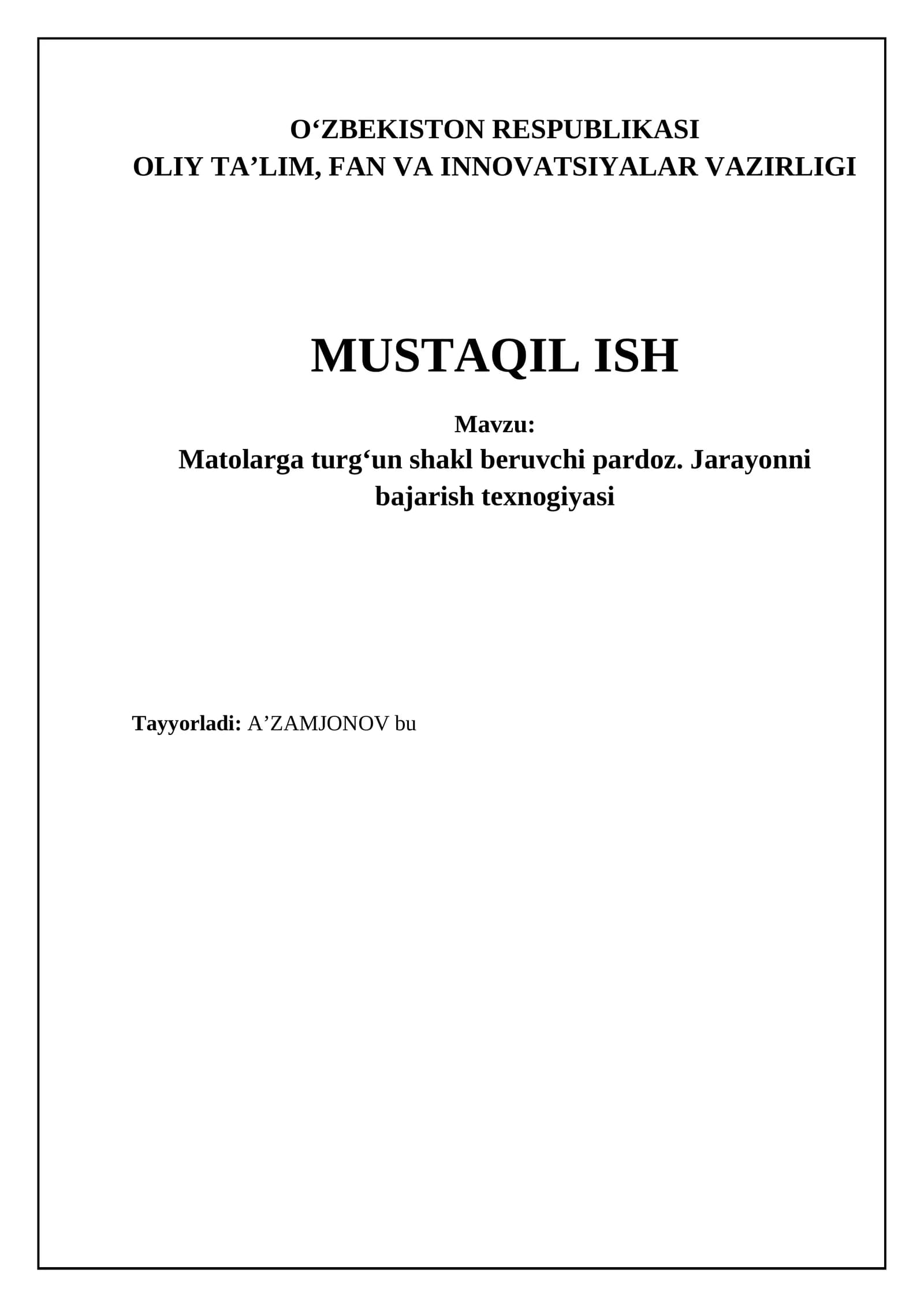 Matolarga turgʻun shakl beruvchi pardoz. Jarayonni bajarish texnogiyasi