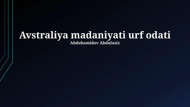 Avstraliya madaniyati urf odati