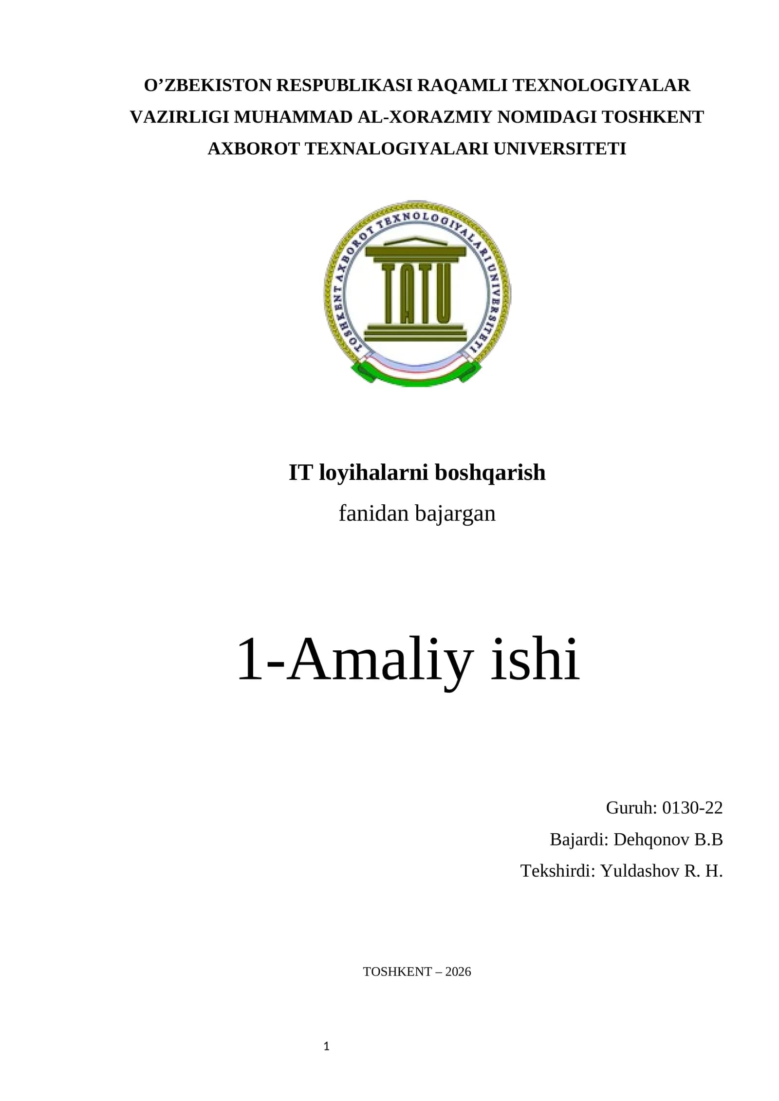 “Online ta’lim platformasini yaratish loyihasini boshqarish konsepsiyasi (PMBOK asosida)”