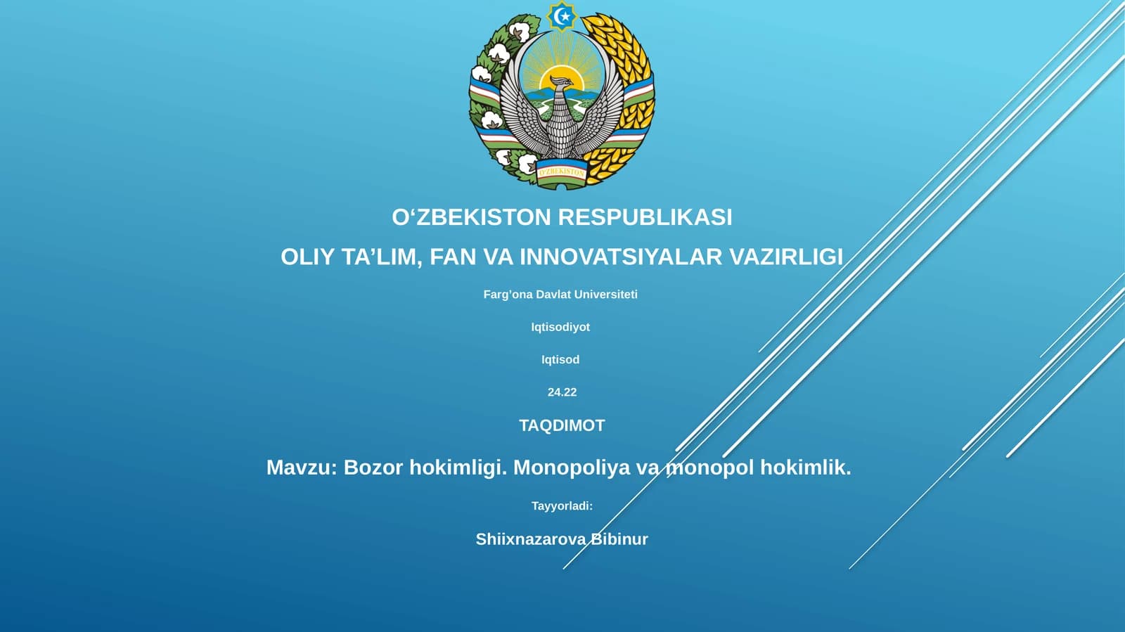 Bozor hokimligi. Monopoliya va monopol hokimlik