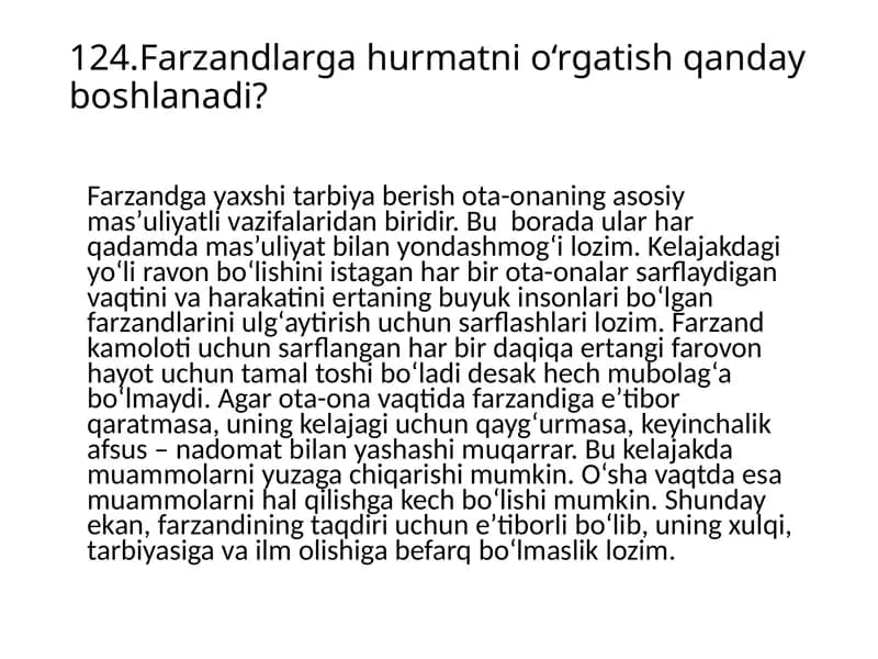 Farzandlarga hurmatni o‘rgatish