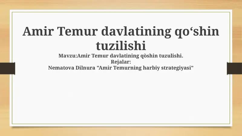 Amir Temur davlatining qoʻshin tuzilishi