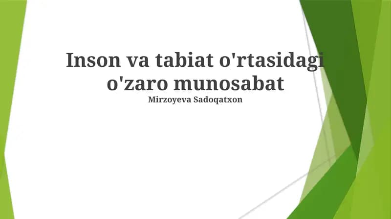 Inson va tabiat o'rtasidagi o'zaro munosabat