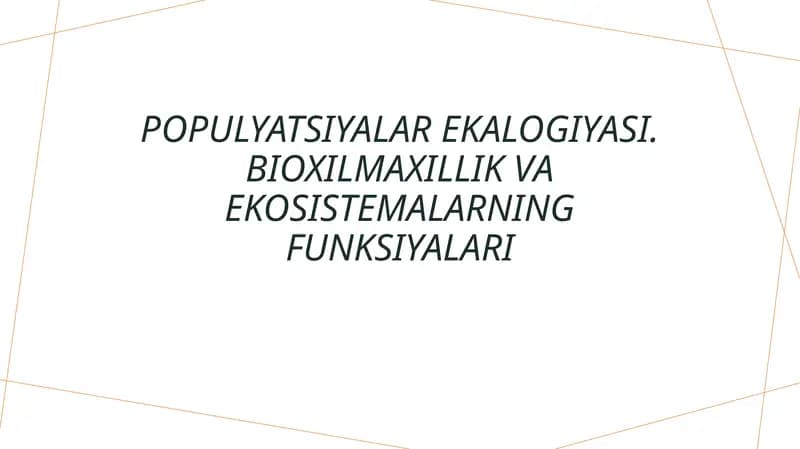 Populyatsiyalar Ekologiyasi