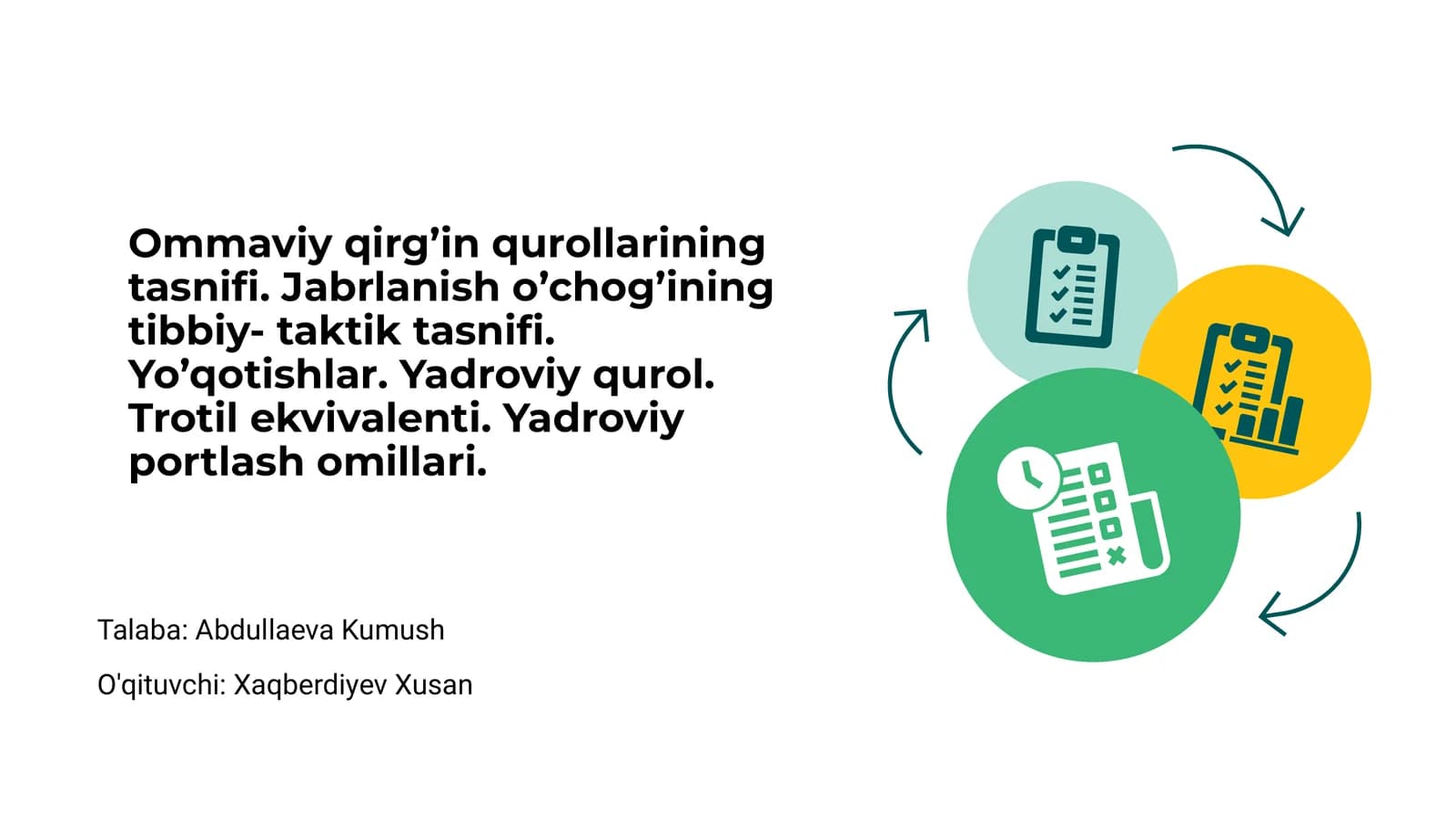 Ommaviy qirg’in qurollarining tasnifi