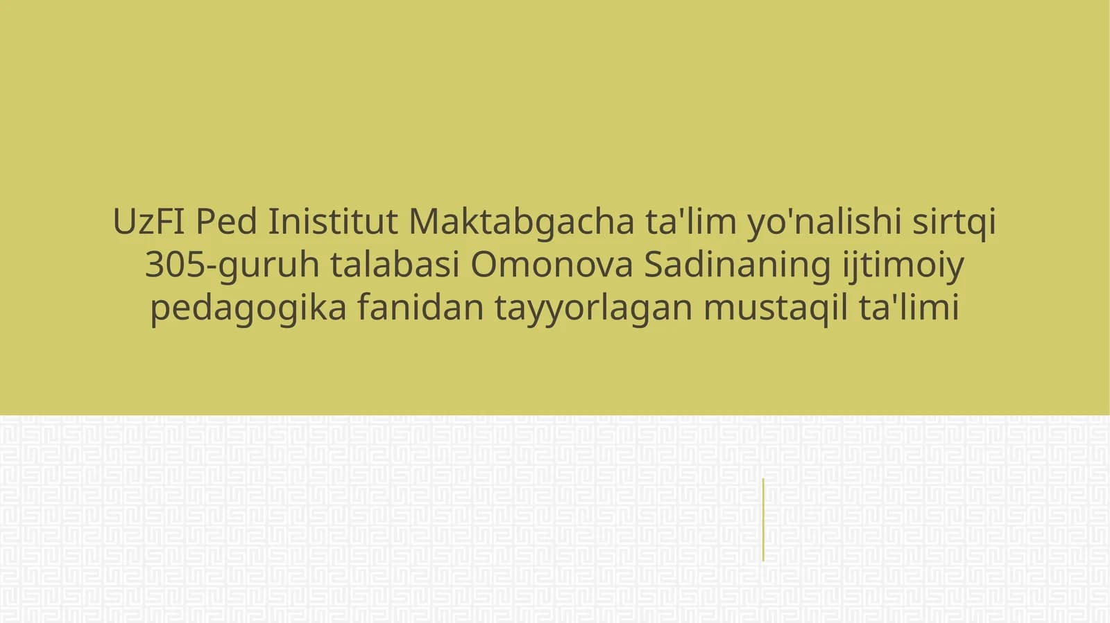 ijtimoiy pedagogika fanidan tayyorlagan mustaqil ta'limi