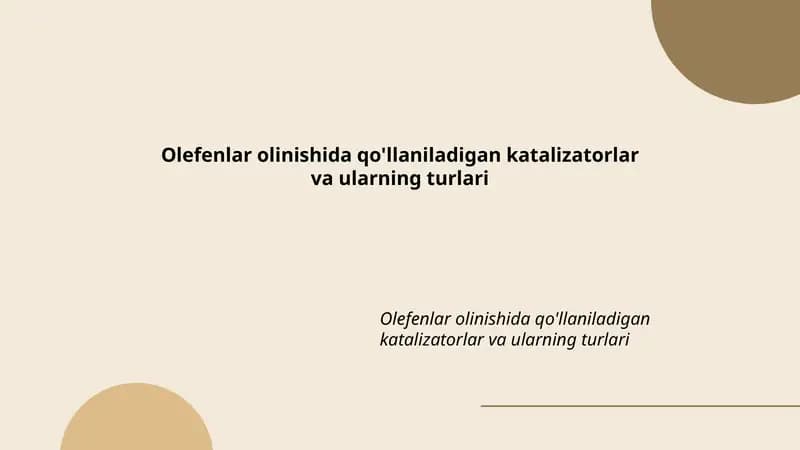 Katalizatorlar va Olefenlar
