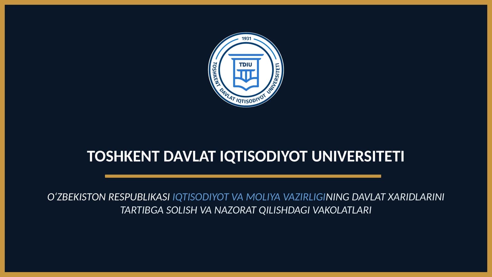 O‘ZBEKISTON RESPUBLIKASIIQTISODIYOT VA MOLIYA VAZIRLIGINING DAVLAT XARIDLARINI TARTIBGA SOLISH VA NAZORAT QILISHDAGI VAKOLATLARI
