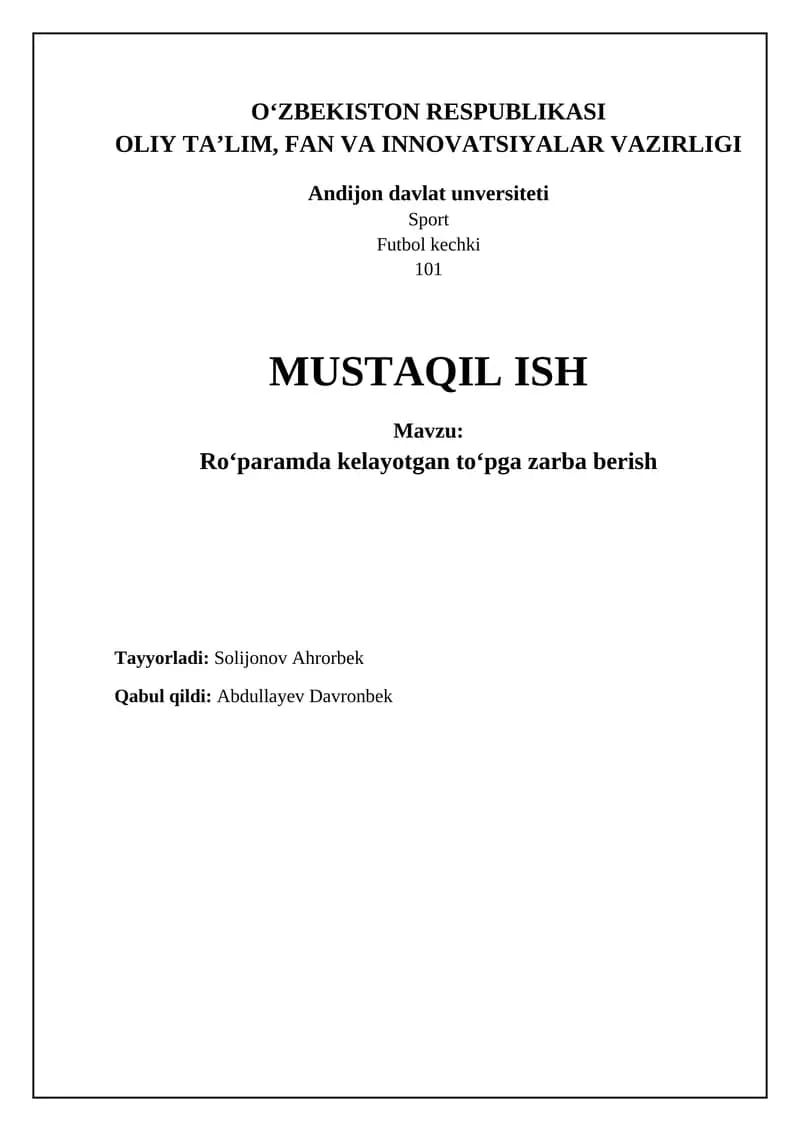 To'pni kutib olish va zarba berish texnikasi