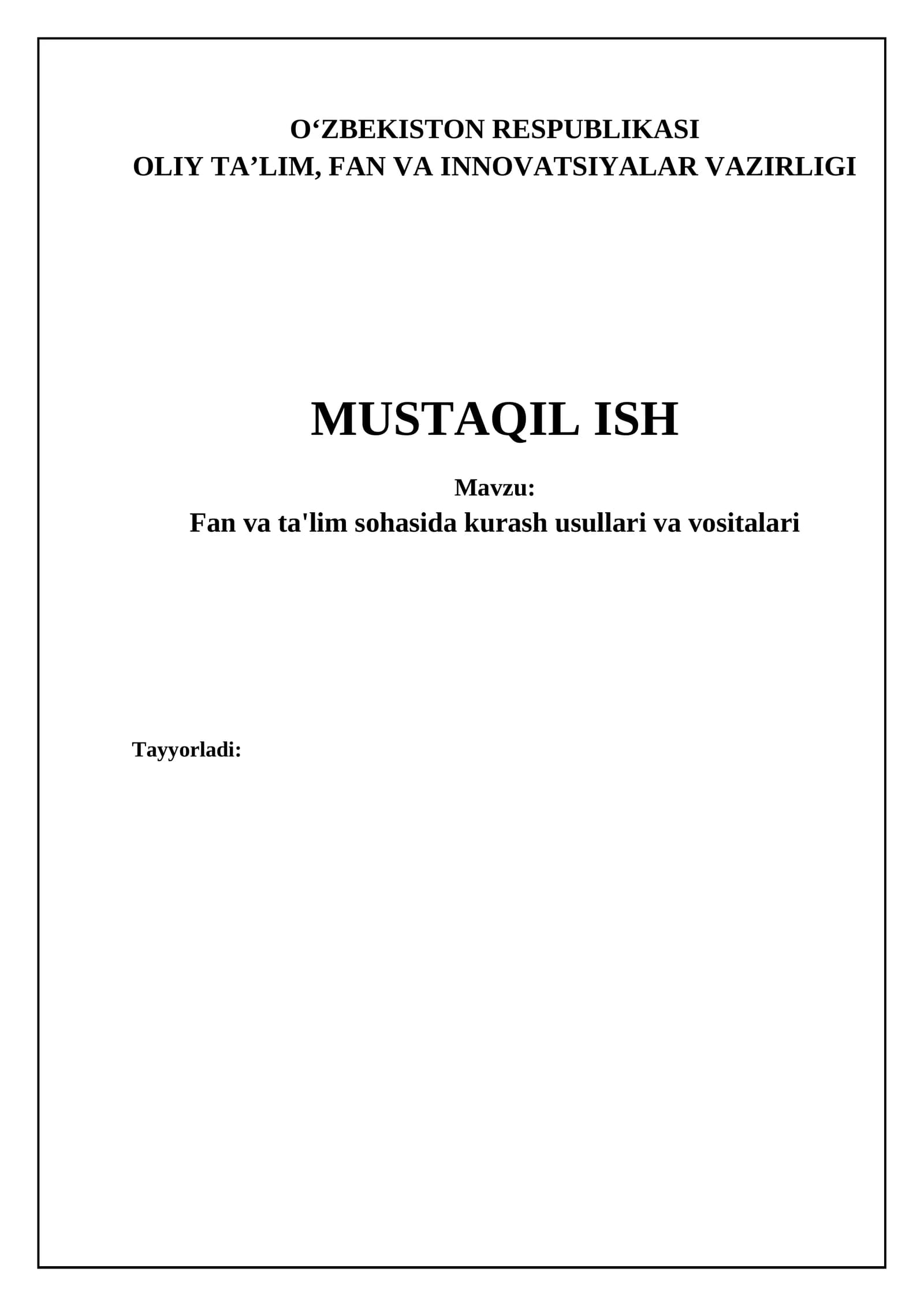 Fan va ta'lim sohasida kurash usullari va vositalari