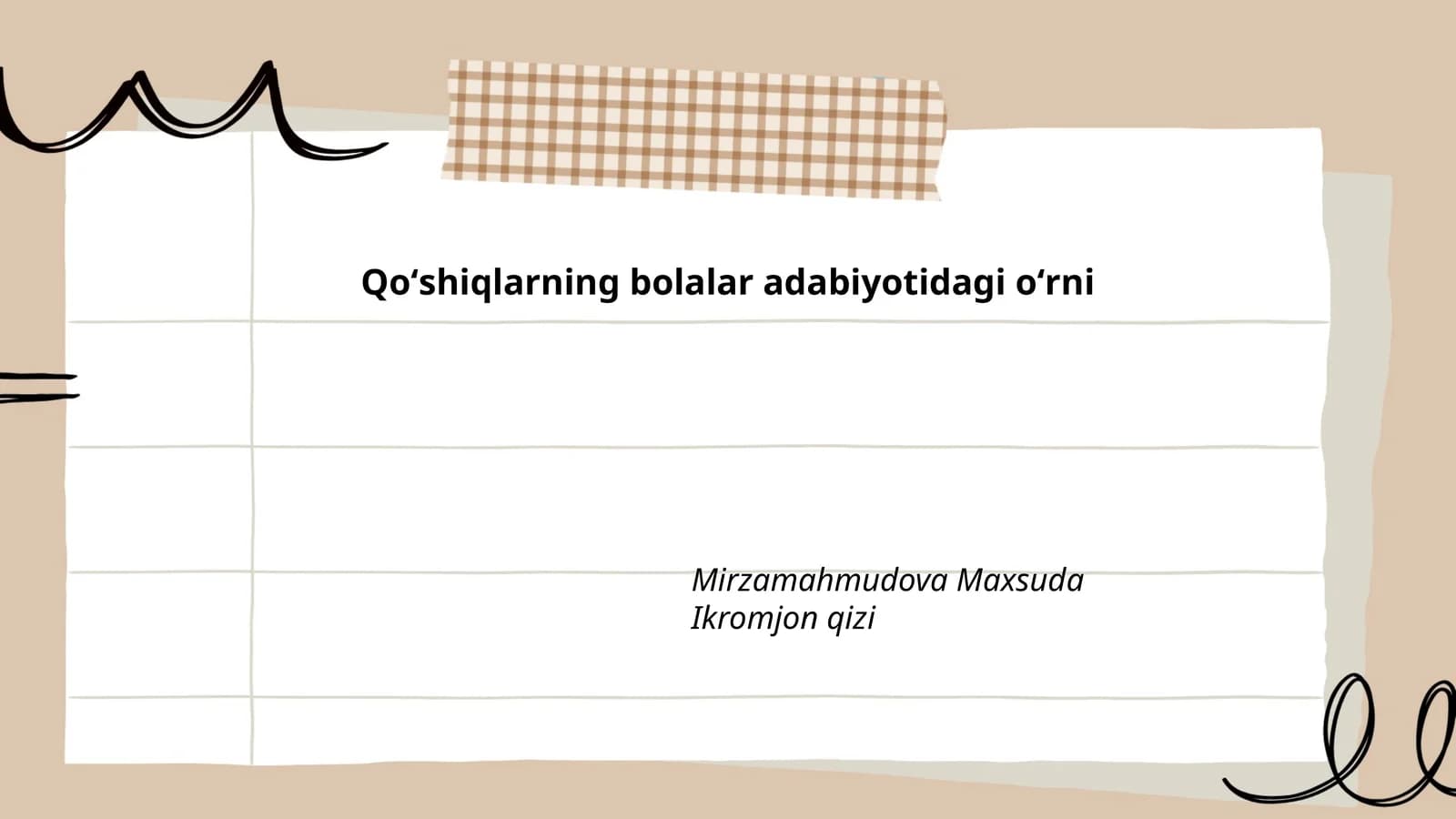 Qoʻshiqlarning bolalar adabiyotidagi oʻrni