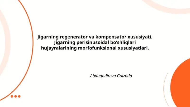 Jigarning regenerator va kompensator xususiyati