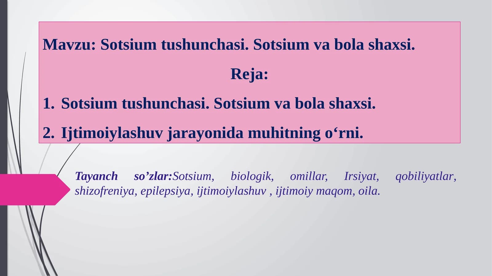 Sotsium tushunchasi. Sotsium va bolashaxsi
