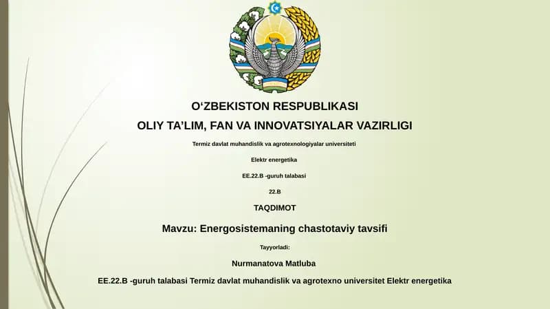 Energosistemaning chastotaviy tavsifi