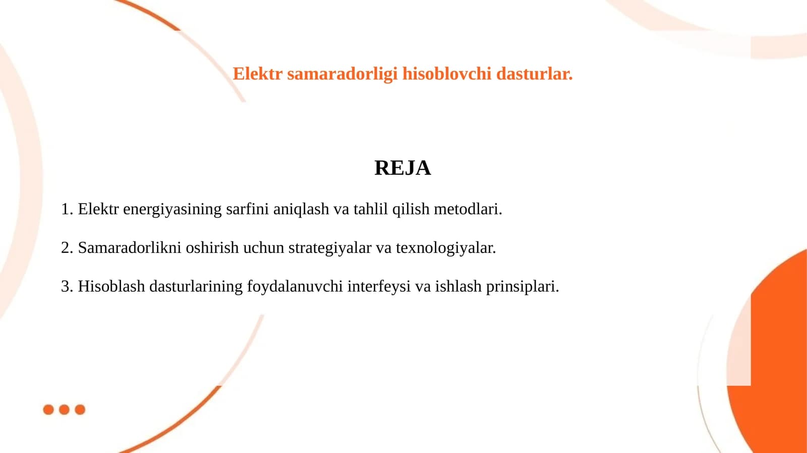 Elektr samaradorligi hisoblovchi dasturlar.