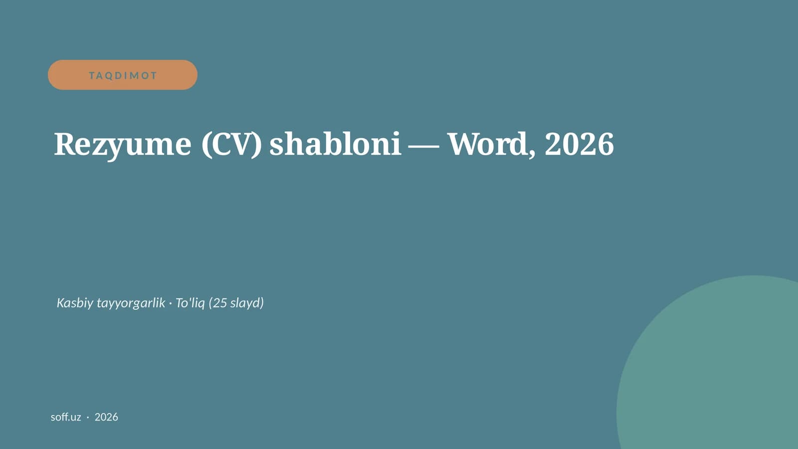Rezyume (CV) shabloni — Word, 2026