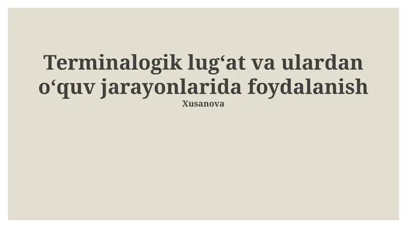 Terminologiya Lug'ati